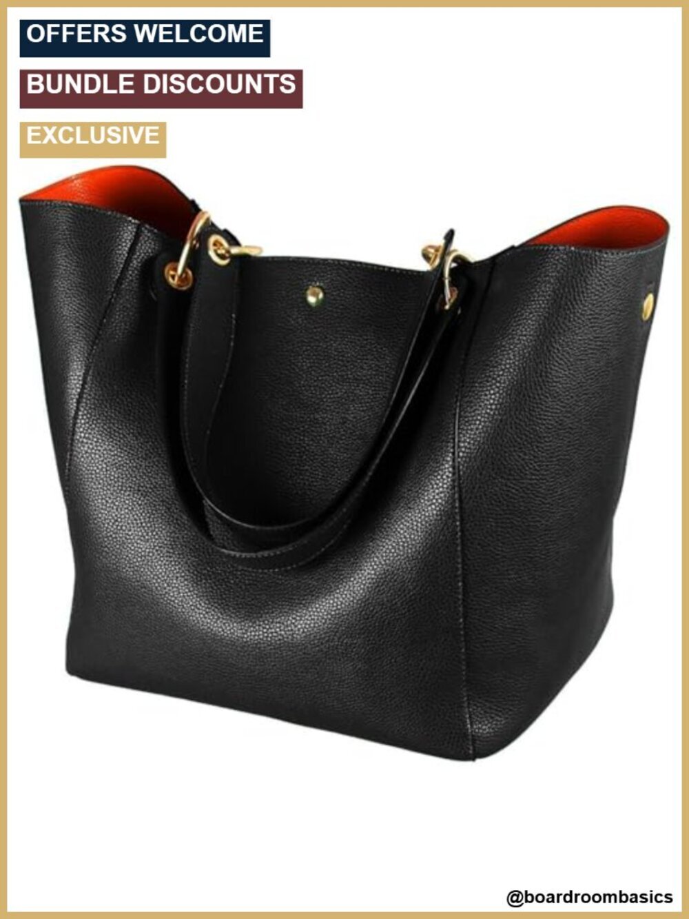 Large Waterproof Vegan Leather Work Tote with Detachable Crossbody Strap